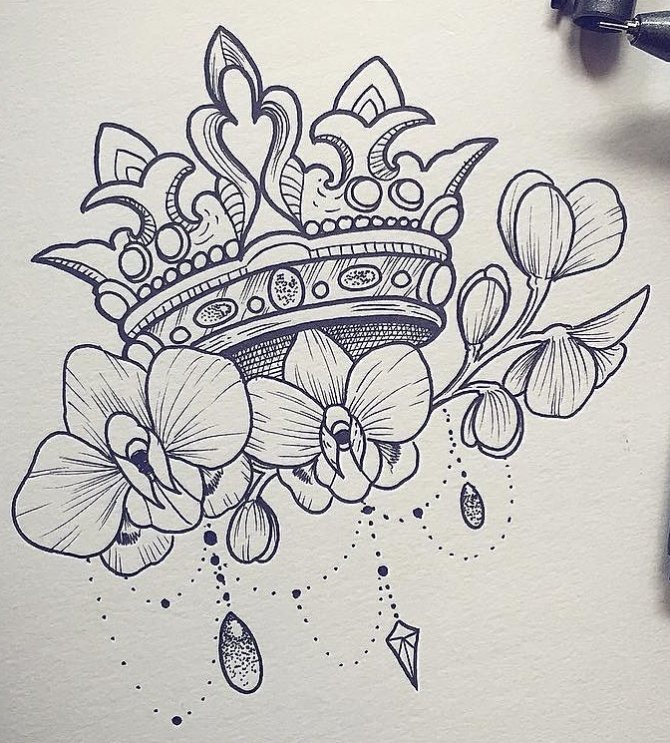 Женская корона тату эскиз