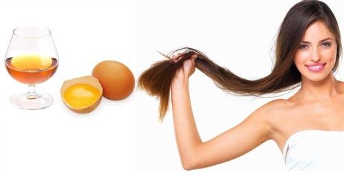 девушки с красивыми волосами на фоне бокала коньяка и куриного яйца