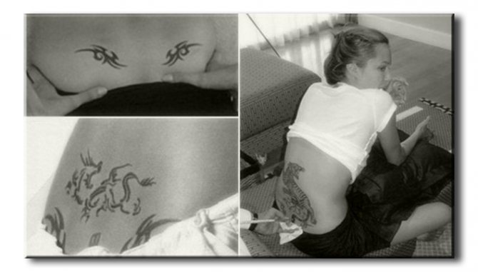 Джоли, Анджелина - сведенные татуировки