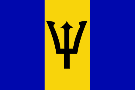 Флаг республики Барбадос (Северная Америка) также украшает трезубец.