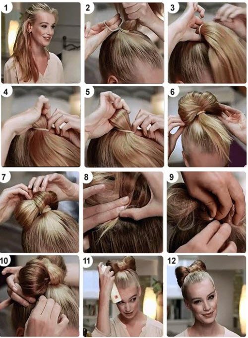 Как делать бант из волос 2 способ (фото)