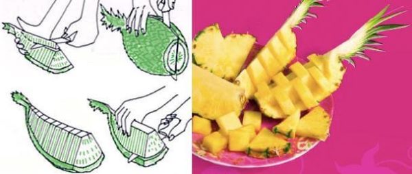 Как почистить ананас и красиво нарезать его для праздничного стола