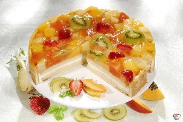 Как украсить торт фруктами в желе