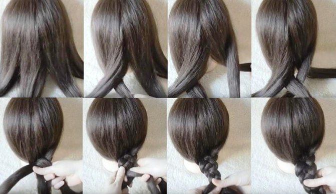 Классическая схема плетения косы из 4 прядей, фото поэтапно
