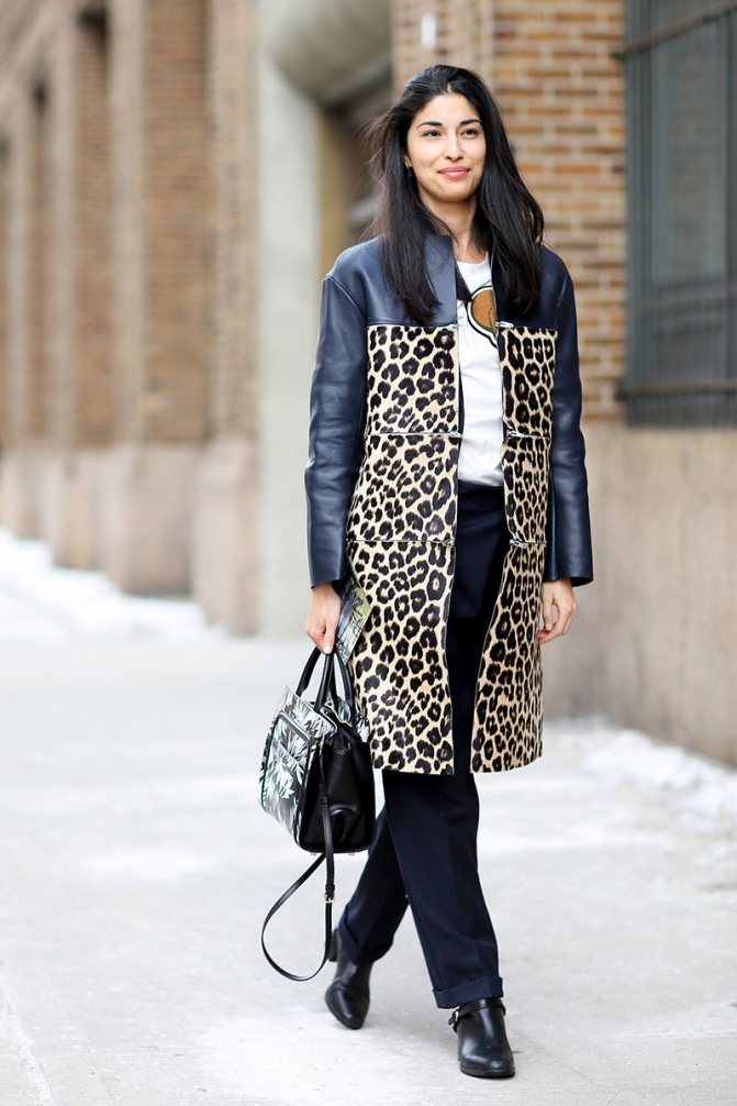 Кожаное пальто с леопардовым узором - фото новинки и тренды сезона