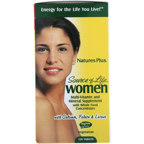 Nature's Plus, Source of Life, мультивитаминная и минеральная добавка для женщин с цельными пищевыми концентратами, 120 таблеток