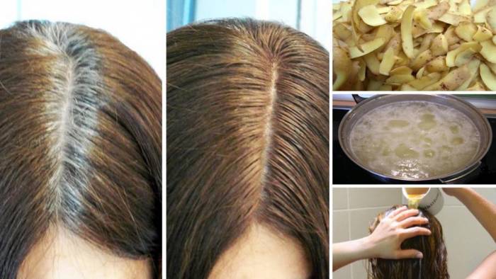 Отвар картофельной кожуры для окрашивания седых волос