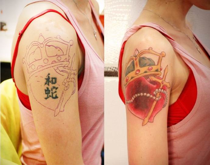 перекрытие неудачной татуировки