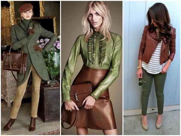 Сочетание коричневого и зеленого в одежде