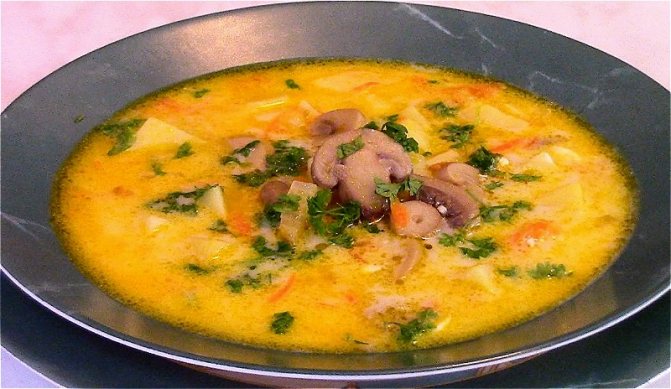 сырный суп с шампиньонами