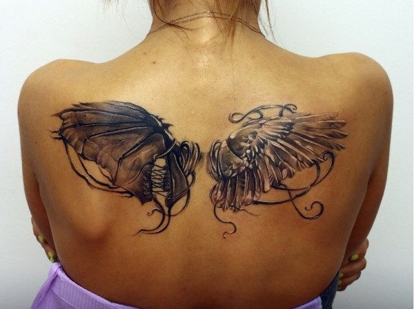 Тату Крылья (крыло) на спине – значение для девушек и мужчин. Фото