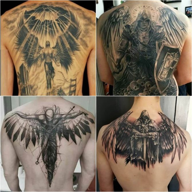 Тату на спине - Тату ангел на спине - Татуировка на спине ангел