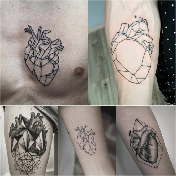 Тату сердце - Тату сердце геометрия - татуировка геометрия сердце