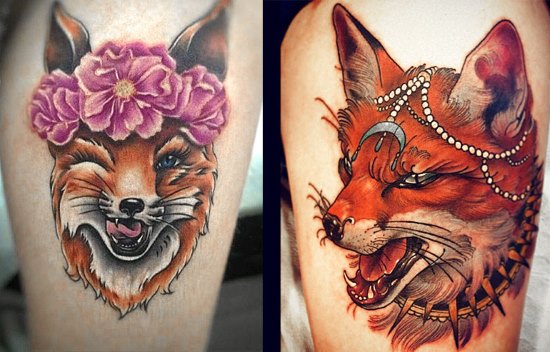 Татуировка лисицы - значение для женщин в зависимости от зоны тела и манеры изображения