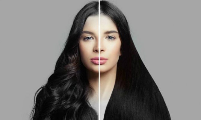 Волосы до и после выпрямления